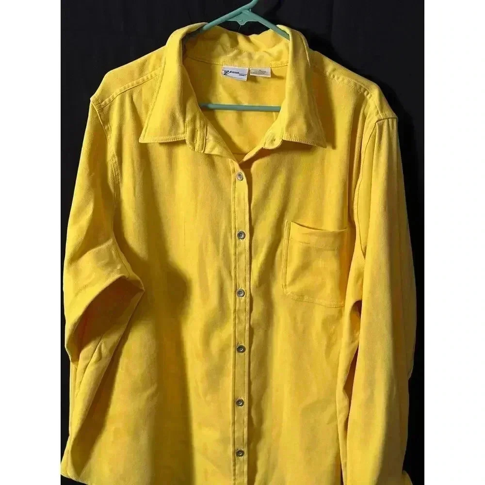 Venezia yellow microsuede button down size 2X
